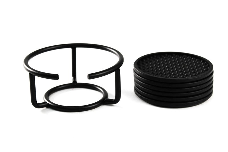 Spectrum Diversified Euro Set Set of 6 Waterproof, Flexible Holder, Coasters for Hot & Cold Drinks, 1, Black - Image 5