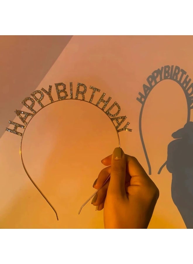 Birthday Headband for Women Girls Queen Crown Hair Band Tiara and Crowns Happy Birthday Party Accessories Supplies Favors(gold) - Image 2