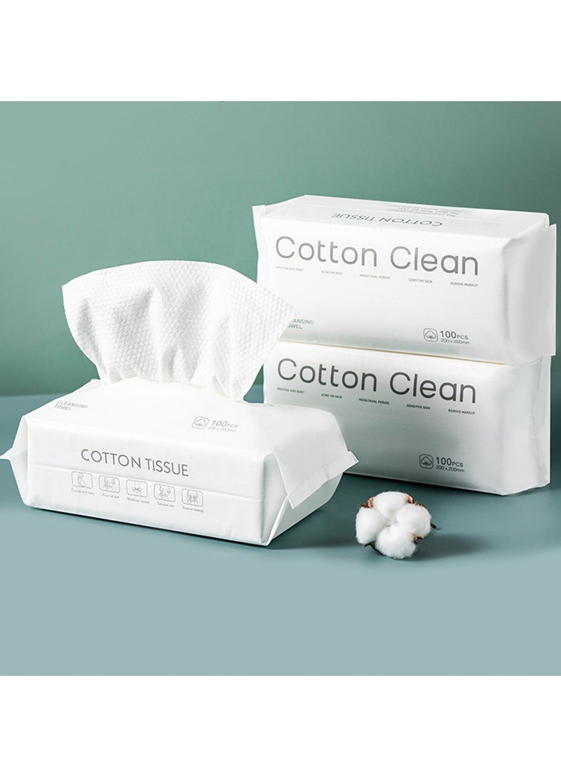 general 3 Pack Disposable Face Cloths for Washing, 100% Cotton Face Towel Lint Free Makeup Removing Towel, Dry Wet Dual Use, Ultra-Soft, Thicken, Extra Absorbent, for Delicate Skin - Image 1