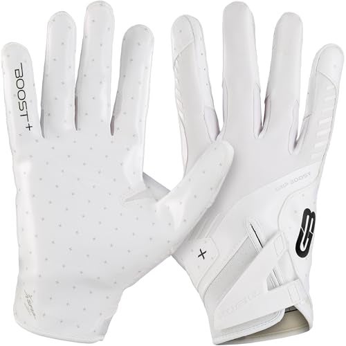 Grip Boost Football Gloves - Solid Stealth 6.0 Boost Plus Sticky Technology - Adult and Youth Football Gloves for Wide Receiver - Men's and Boys Sizes (Solid White, Large) - Image 1