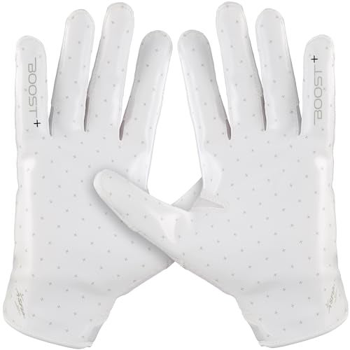 Grip Boost Football Gloves - Solid Stealth 6.0 Boost Plus Sticky Technology - Adult and Youth Football Gloves for Wide Receiver - Men's and Boys Sizes (Solid White, Large) - Image 2