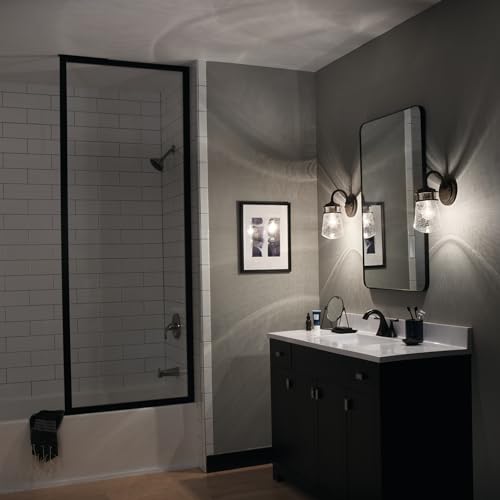 Kichler Lyndon 11.25" Wall Sconce in Architectural Bronze, 1-Light Indoor Outdoor Wall Light with Clear Seeded, (11.25" H x 5" W), 49444AZ - Image 3