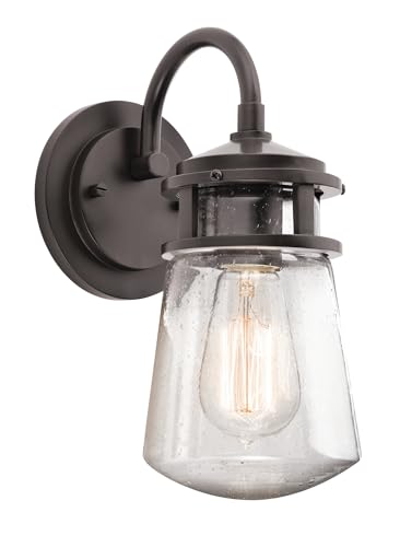 Kichler Lyndon 11.25" Wall Sconce in Architectural Bronze, 1-Light Indoor Outdoor Wall Light with Clear Seeded, (11.25" H x 5" W), 49444AZ - Image 4