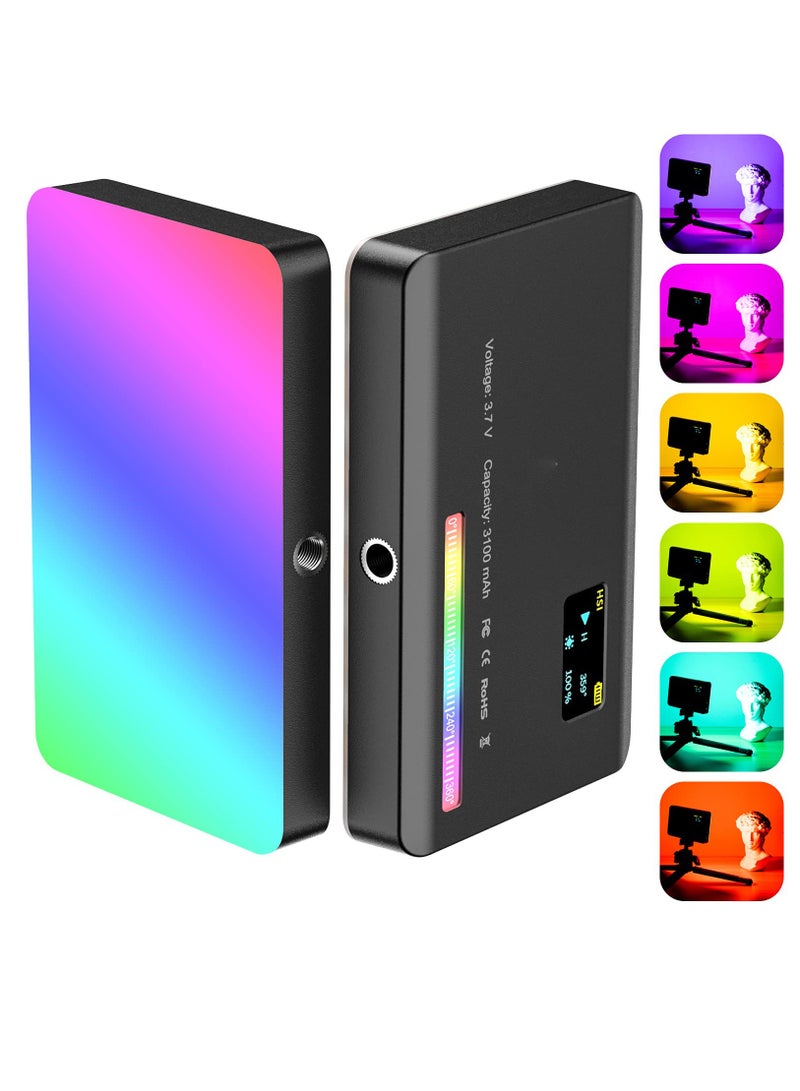 RGB Video Light, Portable LED Camera Light Panel 0-360 Full Color, CRI 95+ 2500-9000K LED Video Light, LED DSLR Lighting for Vlogging, Photography, Video Conference  - Image 1