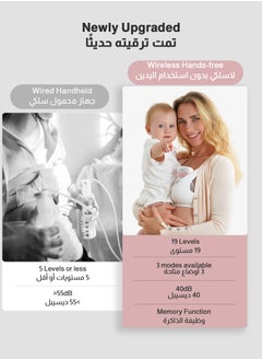يو إل اتش واي سي مضخة الثديمضخة ثدي كهربائية قابلة للارتداء بدون استخدام اليدين، 3 أوضاع و19 مستوى، مضخة ثدي قابلة للارتداء مع شاشة LED شفاط حليب شفاطة حليب الثدي الالكترونية مضخة ثدي كهربائية جهاز شفط الحليب شفاط حليب كهربائي  - Image 3