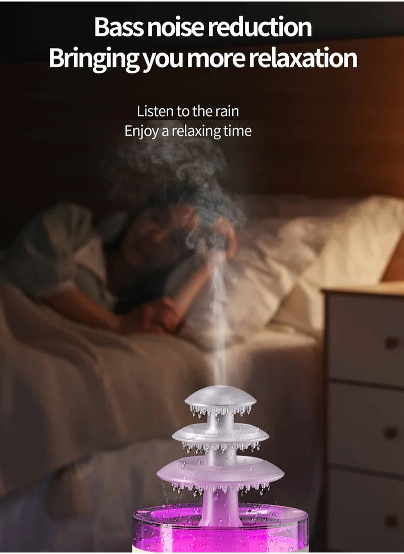 Rain Cloud Aroma Diffuser, Aromatherapy Machine, Air Rain Cloud Humidifier Water Drops, Raindrop Essential Oil Diffuser, Spray and Raindrops at the Same Time, Suitable for Large Rooms, Bedrooms, Colored Lights, Gifts White
