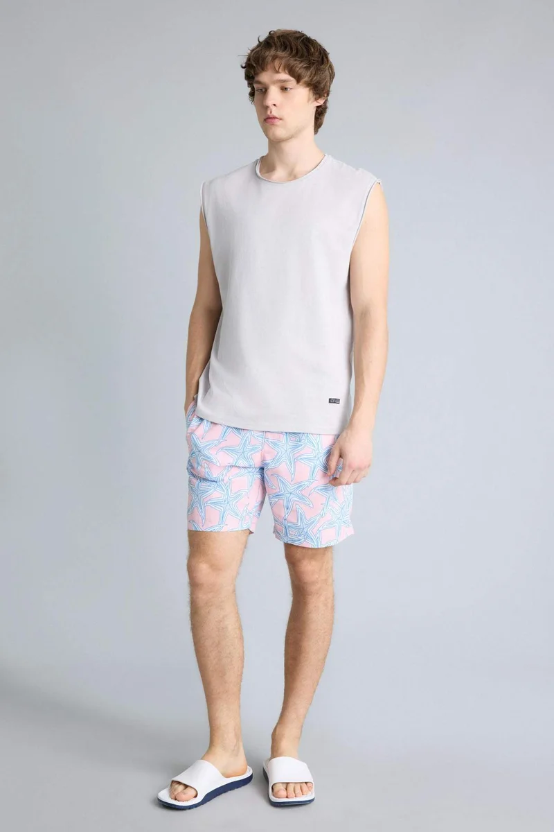 Defacto  Regular Fit Printed Swim Shorts for Men | Best Price UAE