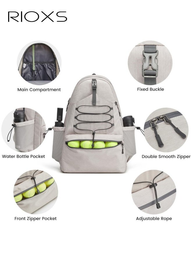 RIOXS Large Tennis Bag, Lightweight Waterproof Tennis Backpack Holds 4 Rackets with Shoe Compartment and Adjustable Rope, Tennis Racket Bag with Fixed Buckle for Women and Men to Hold Tennis Racket, Pickleball Paddles, Badminton Racquet Set - Image 5