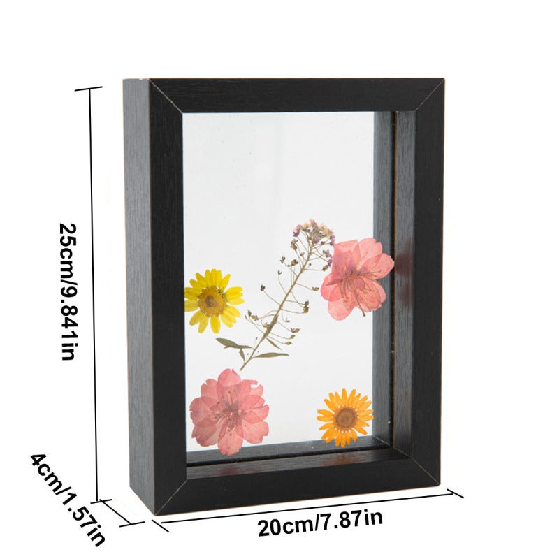 Wooden Photo Frame: 10 Inch (20x25) Cm Black Real Glass - Double-Sided Transparent Display 360-Degree Rotatable Frame for Tabletop Wedding Decoration - Image 2
