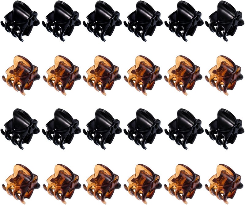 Hotop Mini Hair Clips Plastic Hair Claws Pins Clamps for Girls and Women (24 Pieces, Black and Brown) - Image 1
