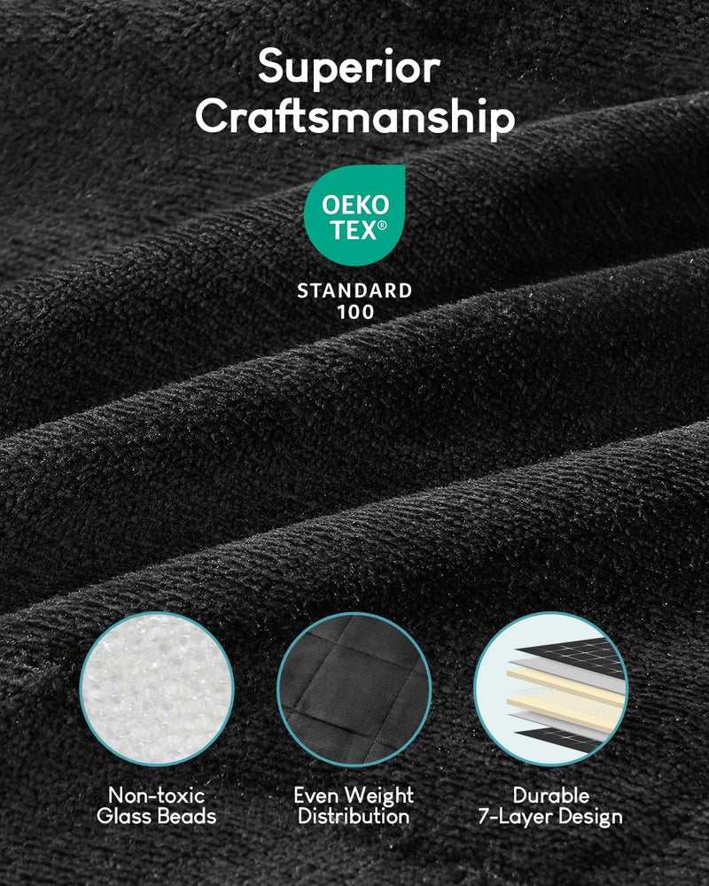 Cottonblue Weighted Blanket 15lbs for Queen Bed - Ultra Soft, Cozy Comfort Sherpa Blanket for Relax and Sleep, Heavy Bed Blankets with Cemaric Beads, 60x80 Inches,Black - Image 4