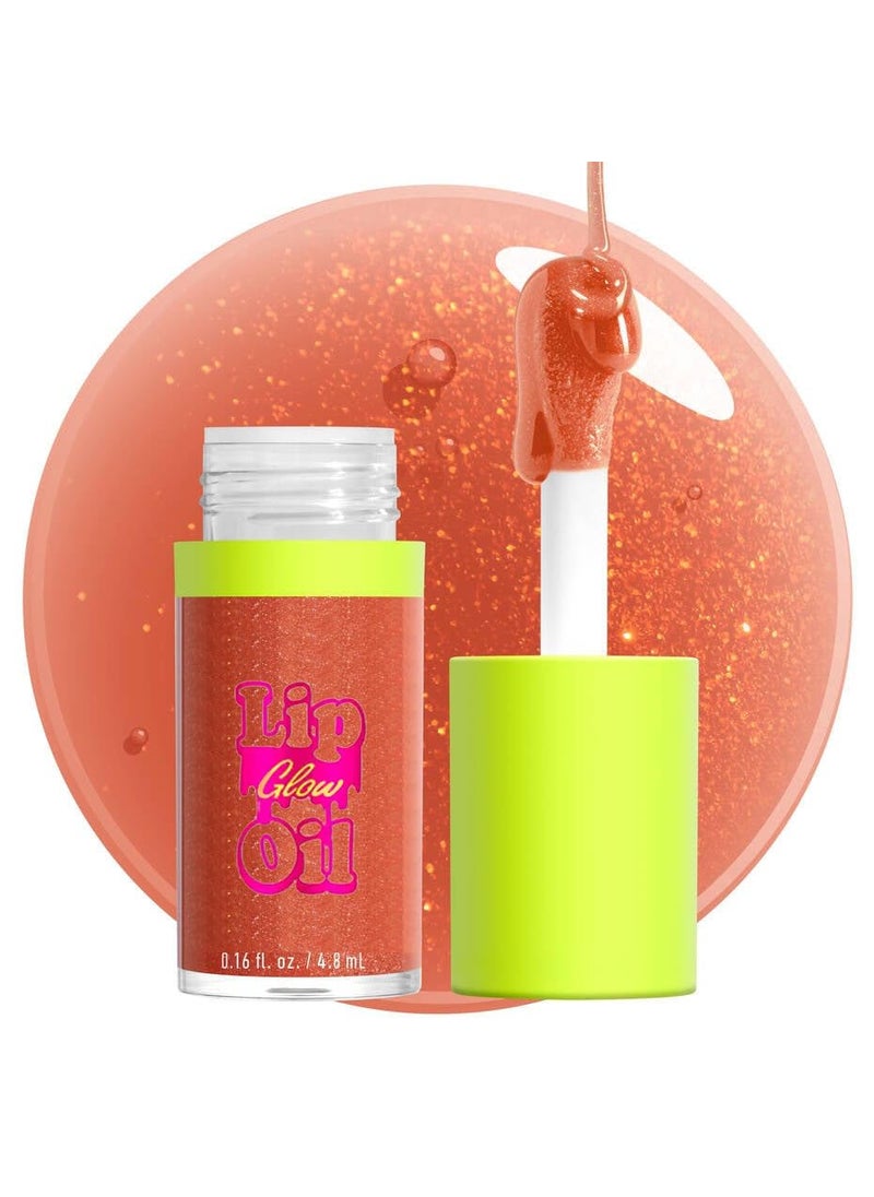 Glam Lux Hydrating Lip Glow Oil Moisturizes chapped lips Lip Oil Lightweight NonSticky Waterproof Transparent Sheer Shine Lip Gloss Lip Gloss Lip Balm Lip Care Honey Butter Brown 
