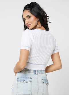 Ginger Urban Minx V-Neck Textured Crop Top  - Image 2