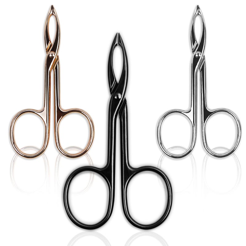 Haikole Tweezers for Women Facial hair 3 Pieces Eyebrow Tweezers,Scissor Tweezer for Remover Facial Hair Eyebrows Care Wig Plucking,Scissor Handle Tweezer Scissors (Straight) - Image 1