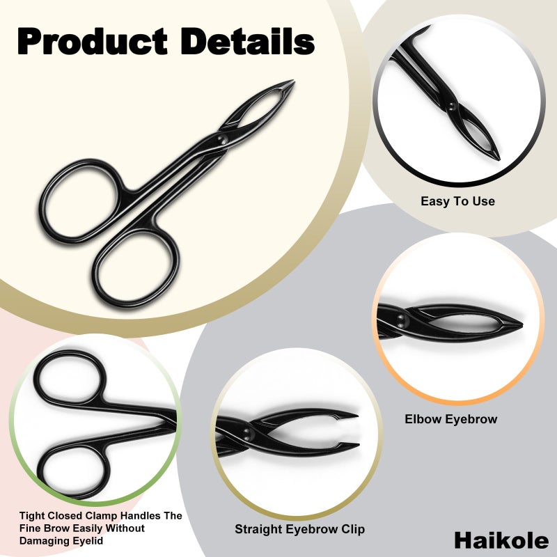 Haikole Tweezers for Women Facial hair 3 Pieces Eyebrow Tweezers,Scissor Tweezer for Remover Facial Hair Eyebrows Care Wig Plucking,Scissor Handle Tweezer Scissors (Straight) - Image 3