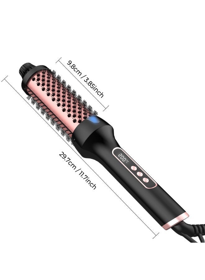 UKLISS 38mm Thermal Brush, Double PTC Fast Heating Hot Curling Styling Brush, 9 Temp Settings, 60-Min Auto-Off - Black Gold - Image 2