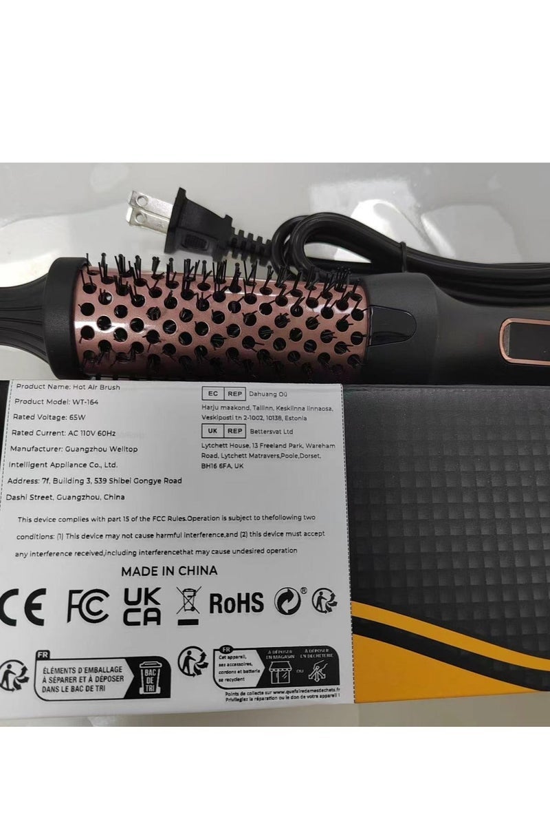 UKLISS 38mm Thermal Brush, Double PTC Fast Heating Hot Curling Styling Brush, 9 Temp Settings, 60-Min Auto-Off - Black Gold - Image 3