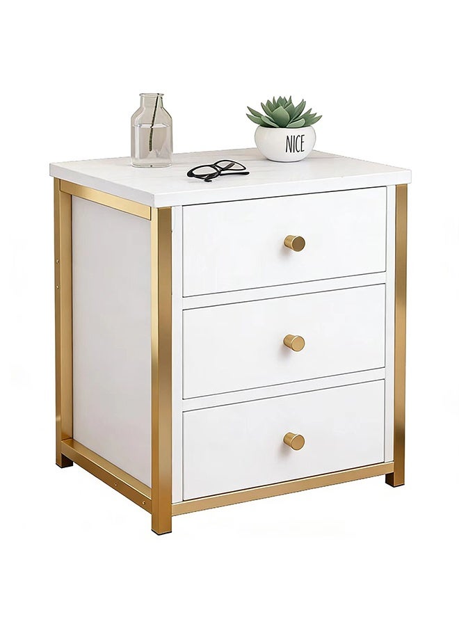 JCB CHIC طاولة جانبية متعددة الوظائف بثلاثة أدراج، طاولة جانبية مولدن، خزانة تخزين بإطار خشبي، طاولة جانبية كبيرة السعة، حامل تخزين موفر للمساحة لغرفة النوم وغرفة المعيشة (2 قطعة) - Image 2