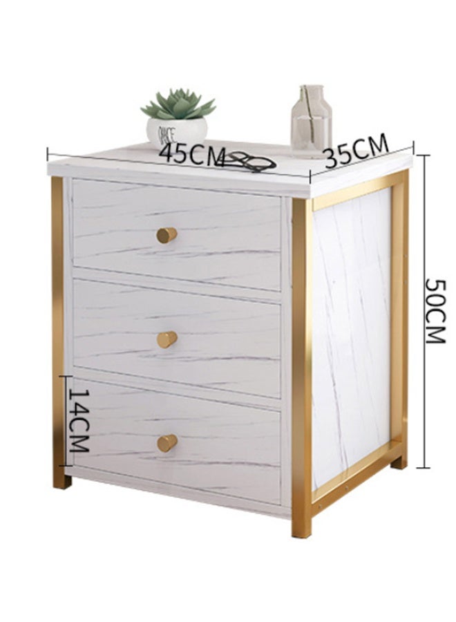 JCB CHIC طاولة جانبية متعددة الوظائف بثلاثة أدراج، طاولة جانبية مولدن، خزانة تخزين بإطار خشبي، طاولة جانبية كبيرة السعة، حامل تخزين موفر للمساحة لغرفة النوم وغرفة المعيشة (2 قطعة) - Image 3