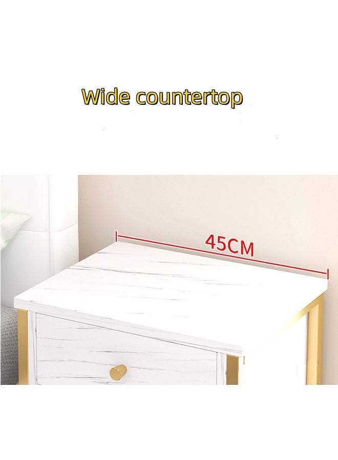 JCB CHIC طاولة جانبية متعددة الوظائف بثلاثة أدراج، طاولة جانبية مولدن، خزانة تخزين بإطار خشبي، طاولة جانبية كبيرة السعة، حامل تخزين موفر للمساحة لغرفة النوم وغرفة المعيشة (2 قطعة) - Image 5