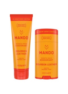 Mando Mando Bourbon Leather Body Deodorant - 72 Hour Odor Control, Aluminum Free, Baking Soda Free - 3.0 Oz Tube and 2.6 Oz Solid Stick  - Image 1