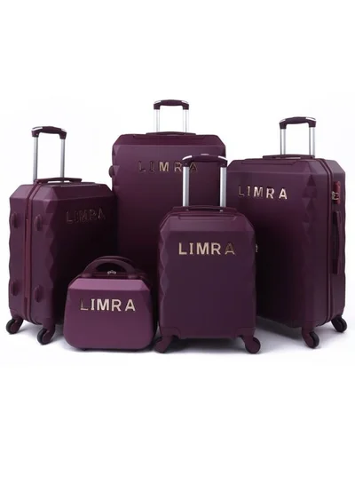 LIMRA Luggage set 5 pieces travel Bags with a distinctive design from limra Maroon
