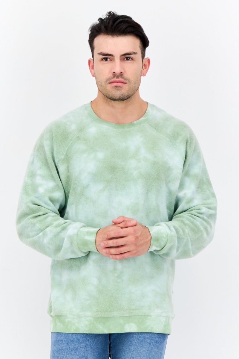 Feat Men Crew Neck Tie Dye Long Sleeves Sweatshirt, Green - Image 1
