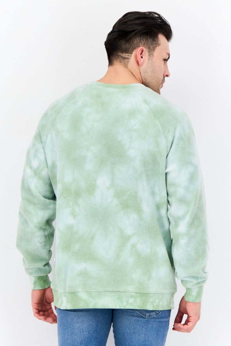 Feat Men Crew Neck Tie Dye Long Sleeves Sweatshirt, Green - Image 3