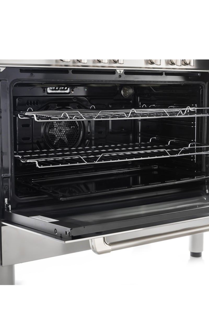 ELBA - 90cm Stainless Steel Electric Cooking Range - 5 Zone Ceramic Cooktop - 9F 118L Oven - Grill + Rotisserie + Fan Cook - Touch Control Programmer - Cooling Fan + Storage Drawer- Italian Technology - Image 5