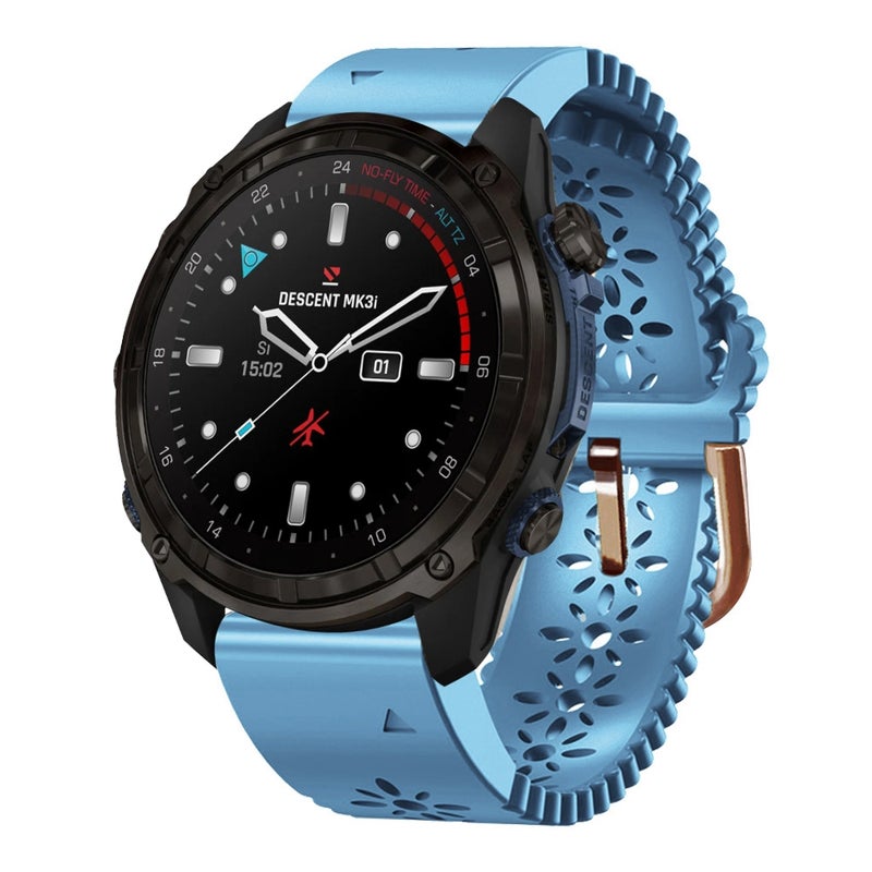 S-TOP For Garmin Descent Mk3i 43mm Lace Breathable 20mm Silicone Watch Band(Light Blue) - Image 1