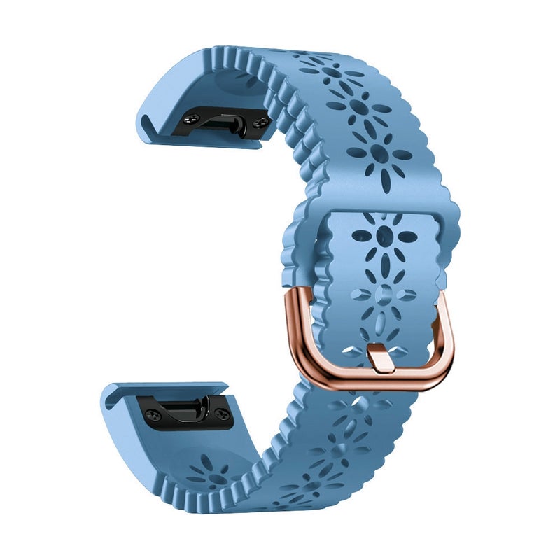 S-TOP For Garmin Descent Mk3i 43mm Lace Breathable 20mm Silicone Watch Band(Light Blue) - Image 2