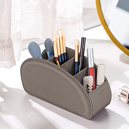 KENOBE Remote Control Holder with 5 Compartments, KENOBEE Anti-slip Desktop Caddy Storage Organizer for Remote Controllers, Office Supplies, Makeup Brush, Media Accessories, Denim Coffee - Image 4