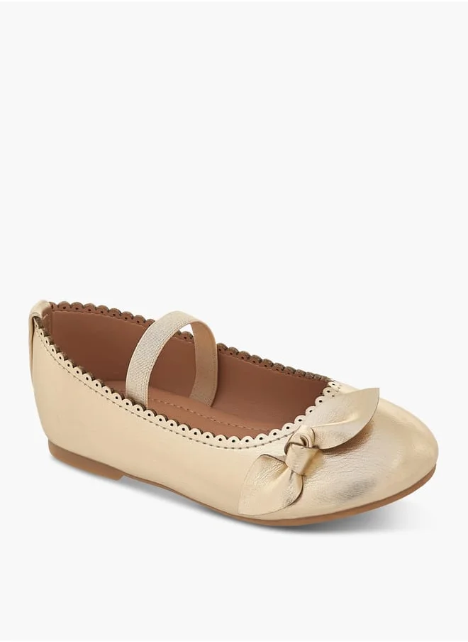 Flora Bella By Shoexpress Girls Textured Ballerina Shoes With Elastic And Bow Detail