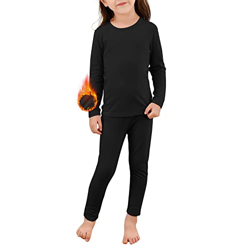American Trends Girls Underwear Kids Thermal Underwears Toddler Winter Base Layer Long Johns Sets for Boys A Black Medium (90) /2T-3T - Image 1
