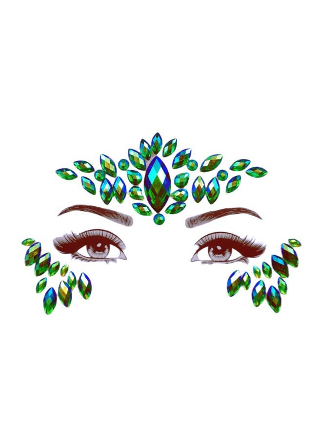 TOPAZ Green Face Jewels Stick On Halloween Face Gems Sticker for Makeup Face Rhinestones Self Adhesive Face Glitter Face Jewelry Festival Party DIY Eye Tattoo Stickers Halloween Makeup (Emerald Ab/SR17) - Image 1