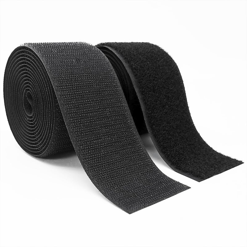 Matenf Sew On Hook and Loop Strips 2 Inch Wide Easy to Sew Excellent Grip NonAdhesive Interlocking Tape Hook  Loop Tape for Clothing Sewing Crafts and DIY Projects Each Roll 2 x 6 Black