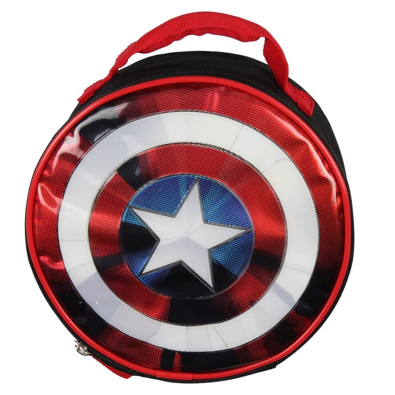Bioworld Marvel Captain America Shield Shiny Optical Illusion Insulated Lunch Box Bag Tote 8" - Image 5