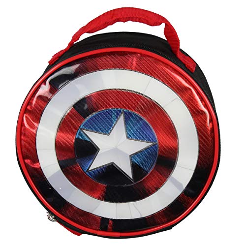 Bioworld Marvel Captain America Shield Shiny Optical Illusion Insulated Lunch Box Bag Tote 8" - Image 1