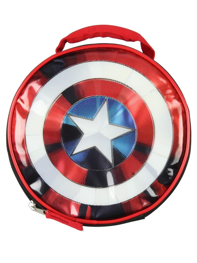 Bioworld Marvel Captain America Shield Shiny Optical Illusion Insulated Lunch Box Bag Tote 8" - Image 4