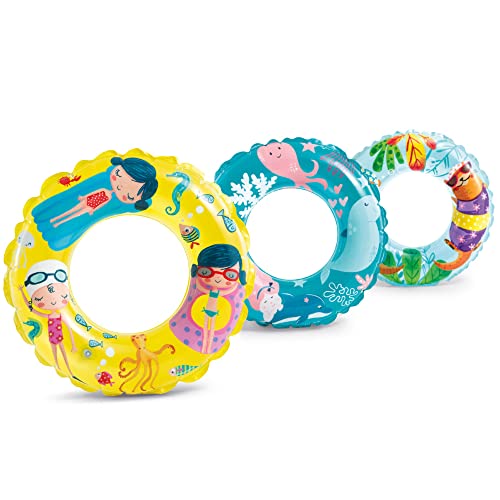 Toyshine 24'' Pack of 3 Pool Rings, Baby Pool, Swimming Rings for Kids, Inflatable Tubes, Summer Fun Water Toys for Kids, Party Fun, Beach Outdoor Party Supplies (Mix Design) - Image 1