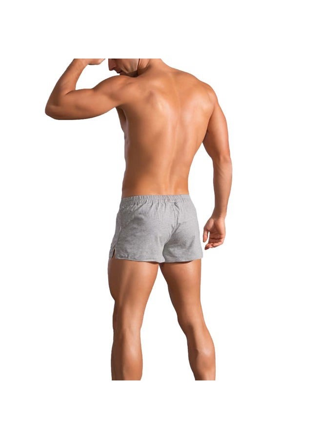 palglg Mens Bodybuilding Shorts 3 Inch Inseam Drawstring Closure Cotton, Gray Pln-3 Inseam-no Pockets, L - Image 2
