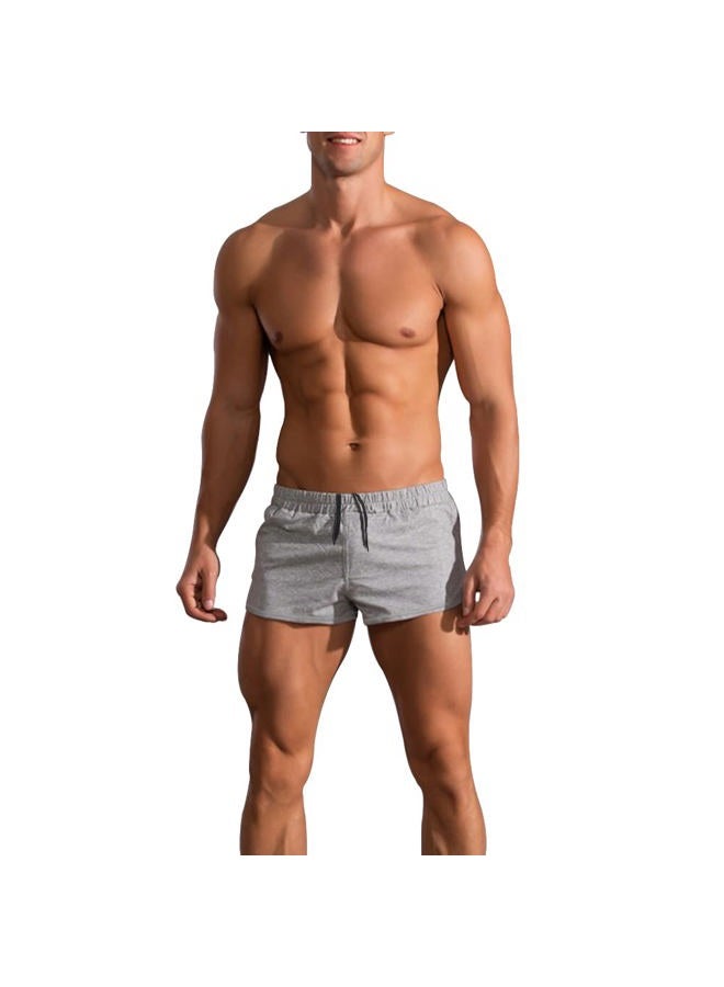 palglg Mens Bodybuilding Shorts 3 Inch Inseam Drawstring Closure Cotton, Gray Pln-3 Inseam-no Pockets, L - Image 1