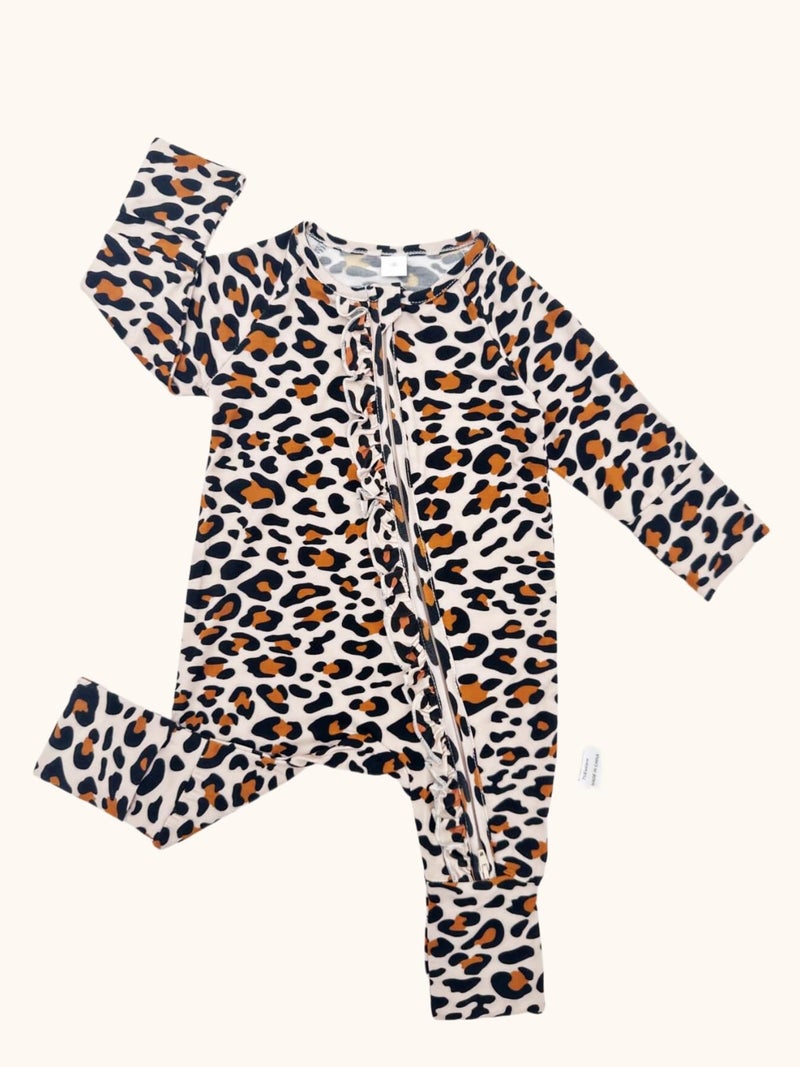 Bow Dream Baby Girl Clothing Footies Bamboo Rayon Baby Girl Clothes Baby Romper Jumpsuit Newborn-24 Months Pink Flower Leopard 1-3 Months - Image 2