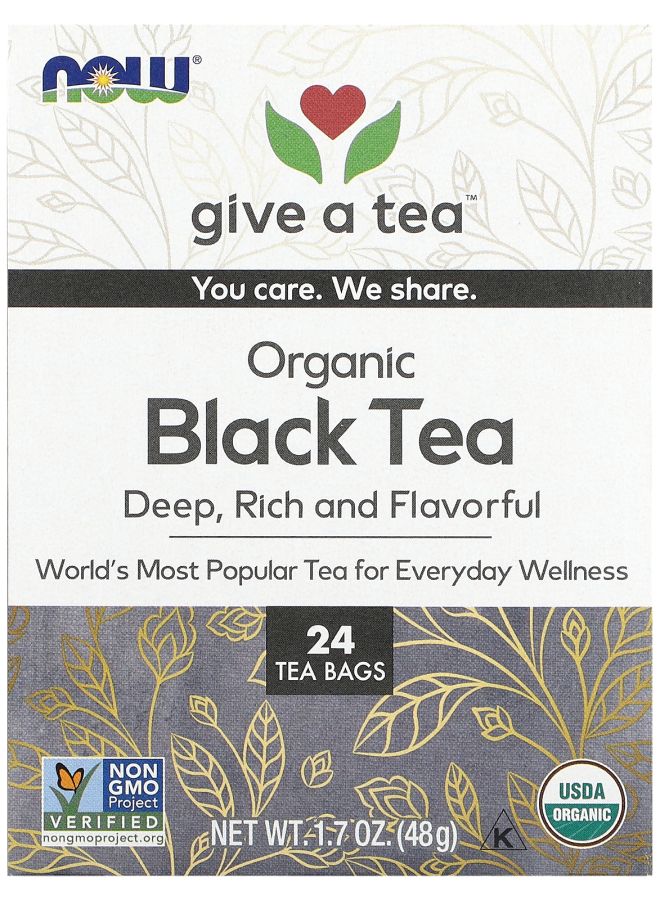 now Organic Black Tea 24 Tea Bags 1.7 oz (48 g) 
