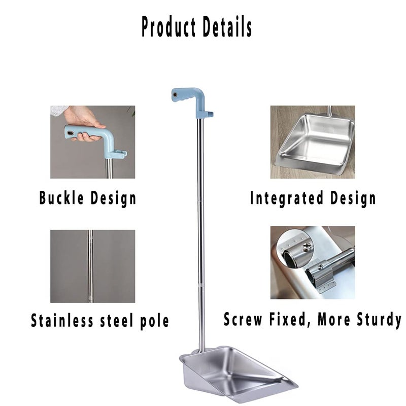 YONILL Dust Pans with Long Handle - Metal Upright Dustpan Heavy Duty, 35" Long Handled Stand Up Dustpans for Lobby, Garage, Home and Yard (Dustpan only) - Image 3