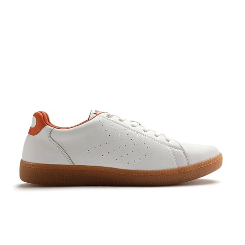 hummel Classic Pinnacle Casual Sneaker for Women Lightweight Breathable with Enhanced Comfort Cushioned Insole and Slip-Resistant Work and Play Casual Shoes- UK 7 White & Orange - Image 3