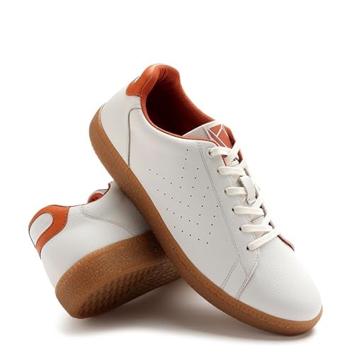 hummel Classic Pinnacle Casual Sneaker for Women Lightweight Breathable with Enhanced Comfort Cushioned Insole and Slip-Resistant Work and Play Casual Shoes- UK 7 White & Orange - Image 1
