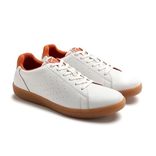 hummel Classic Pinnacle Casual Sneaker for Women Lightweight Breathable with Enhanced Comfort Cushioned Insole and Slip-Resistant Work and Play Casual Shoes- UK 7 White & Orange - Image 2