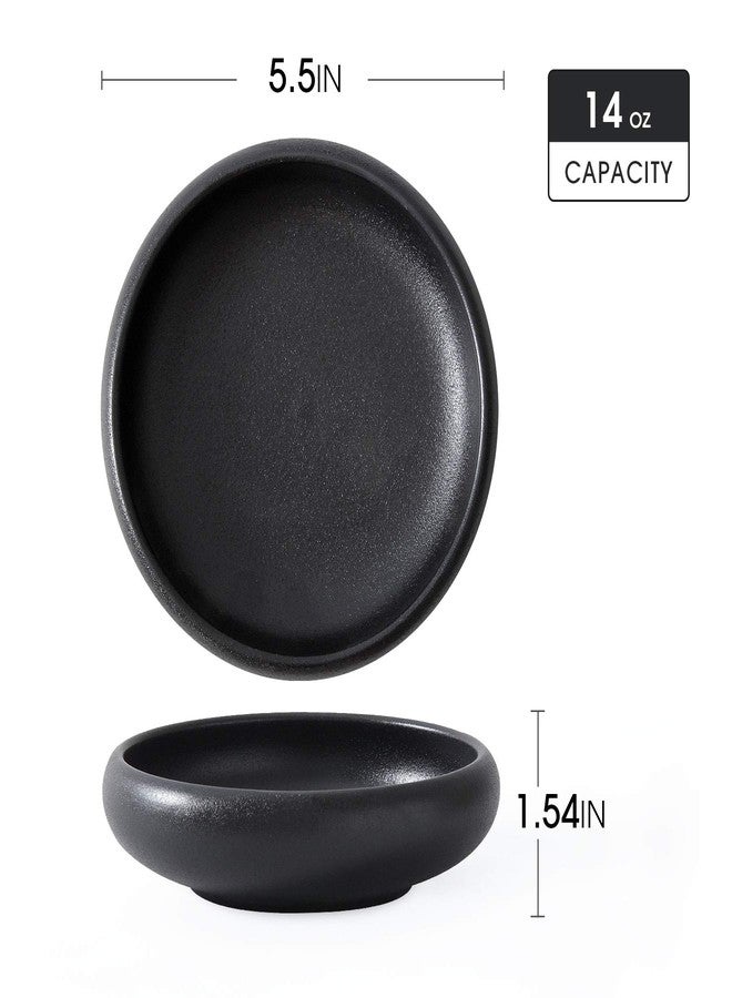 Uaral Japanese Salad Plate,Black Plates and Bowls Set,Stoneware Black Plate Set,Appetizer Plates Set of 4,5.5inch,14oz(Texture Matte Black) - Image 5