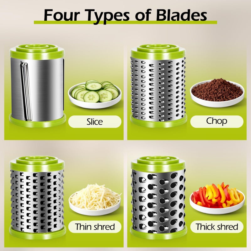 Masthome Cheese Grater, Parmesan Cheese Grater with Handle and 1 Replacement Handle Cheese Grate Rotary with 4 StainlessSteel Drums for Grating and Shredding Hard Cheese, Chocolate, Nuts - Image 3